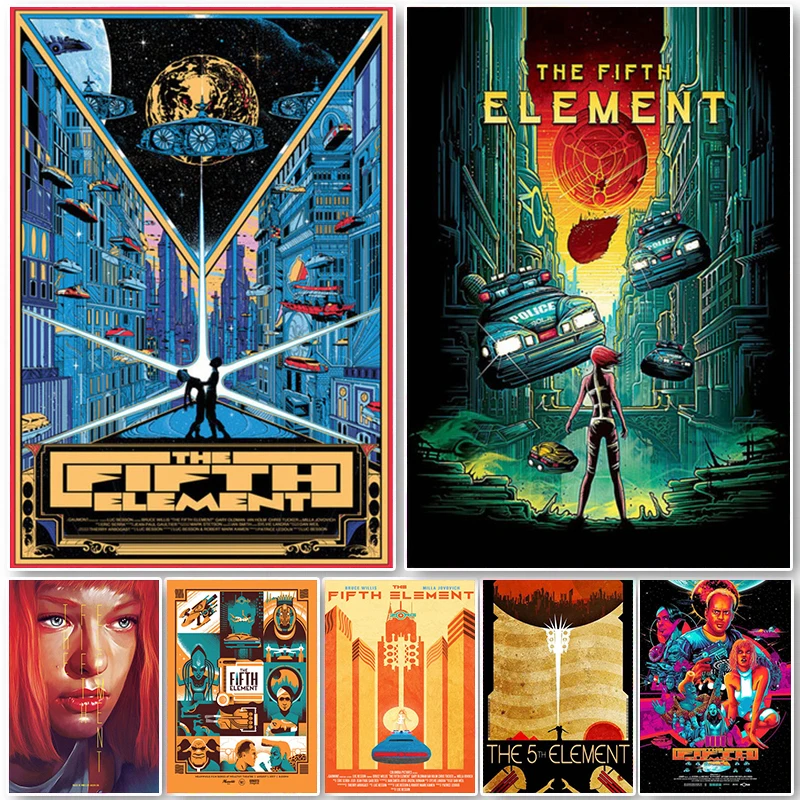 Pósteres e impresiones Vintage de película de ciencia ficción clásica, imágenes artísticas de pared, pintura en lienzo para sala de estar, decoración del hogar, The Fifth Element