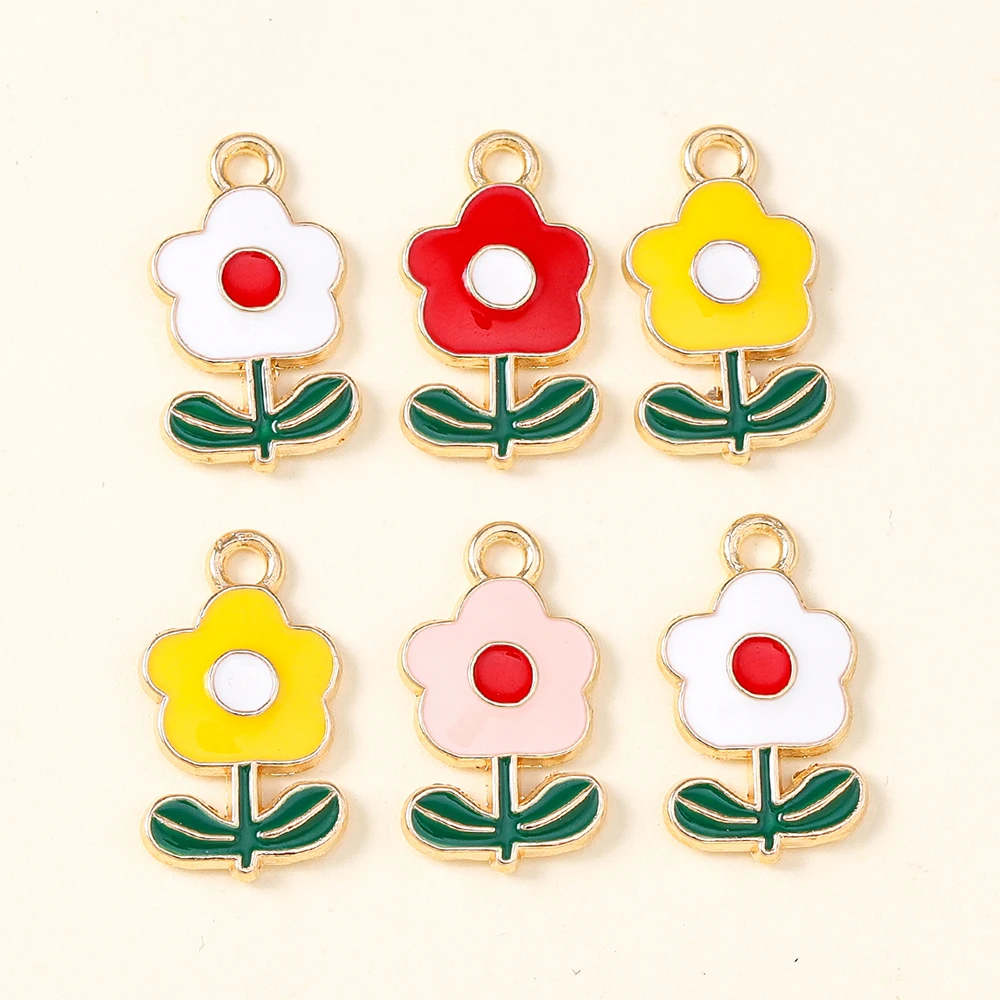 20 Stück niedliche, bunte Emaille-Blumenanhänger zum Basteln von Ohrringen, Anhängern, Halsketten, Armbändern, DIY-Bastelarbeiten und Schmuckzubehör ﻿ – Detail 9