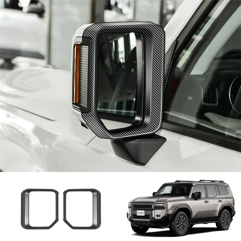

Superior-Car Rearview Mirror Rain Eyebrow For Toyota Prado LC250 2024 Rear View Mirror Cover Trim Sticker Carbon Fiber