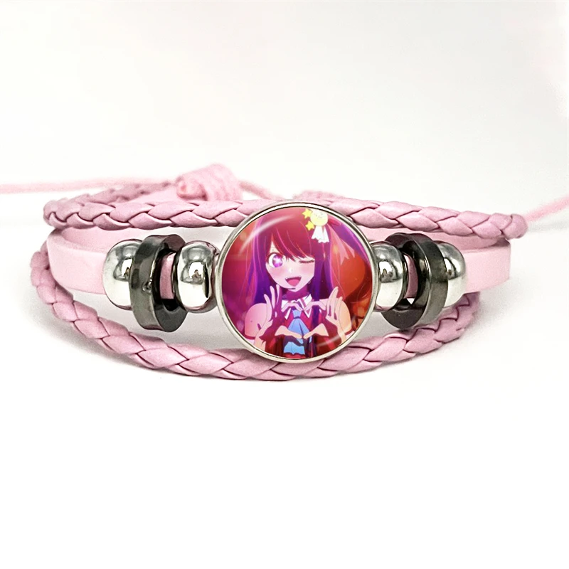 Anime Oshi No Ko Glass Leather Bracelets Gorou Akuamarin Hoshino Ai Rubii Sarina Charm Glass Dome Cosplay Bracelet & Bangles