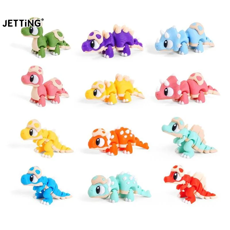 Mini 3D Printed Dinosaur Toys - Movable Joints Egg Shell T-Rex Spinosaurus Triceratops Brachiosaurus For Desktop Creative Decor
