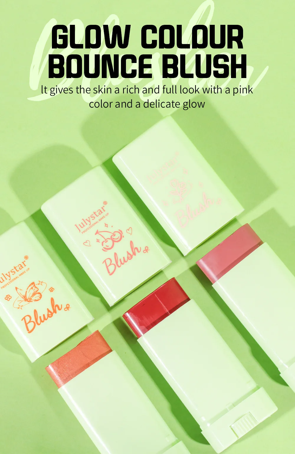 Natural Matte Cream Blush Stick, Contour & Highlighter 2-in-1, Expanding Color Blushing Balm, Face Sculpting Makeup, Portable