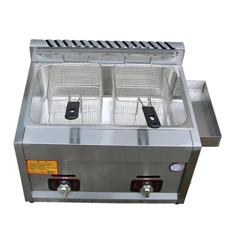 

Commercial Gas Fryer Deep Stainless Steel Energy Saving Double Cylinder Sieve Fries Fried Chicken Frying Machine Frying Pan NEW