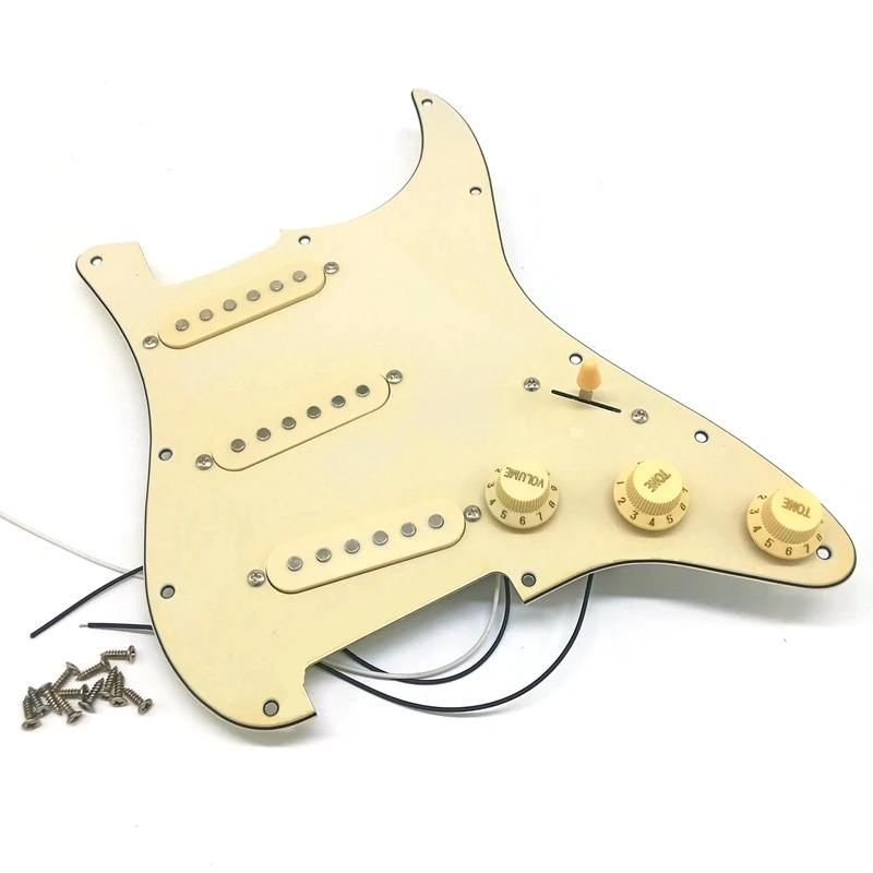 Electric Guitar Pickguard Pickups Loaded Prewired Scratch Plate Assembly SSS Yellow