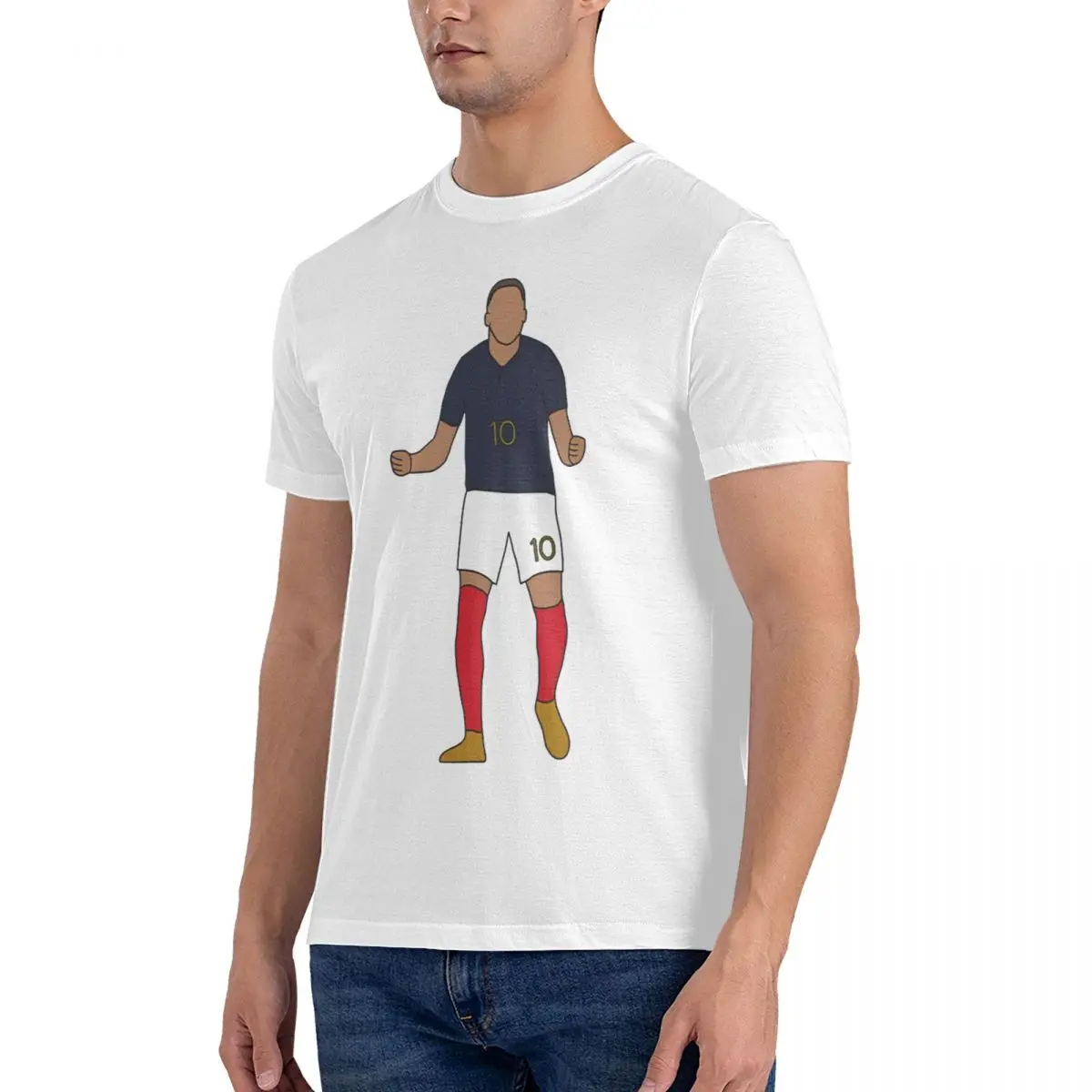 Men Kylian Jersey Art, France,Football Wall Art, Minimalist T Shirt Mbappe Cotton Clothing Casual Short Sleeve Round Collar Tees