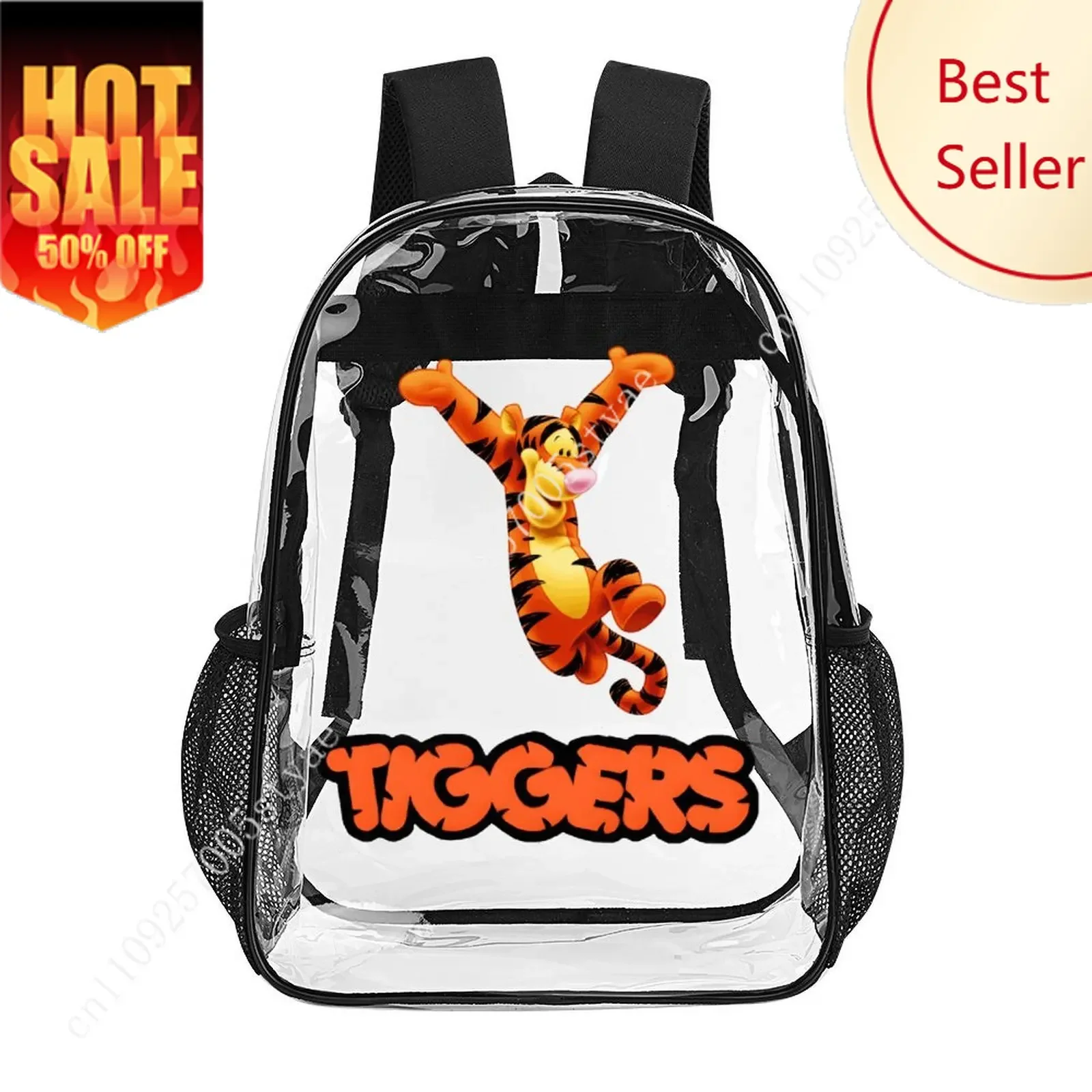 

Tigger Transparent Backpack Disney Cartoon Decorative Bag Design Your Photos Logos Text Customized Party Holiday Gifts