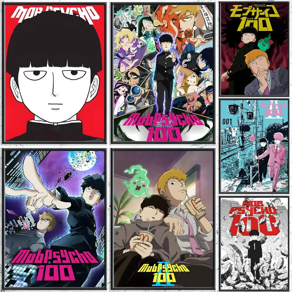Beliebter Anime M-MobS P-PsychoS 100 Poster HD wasserdichte selbstklebende Wandkunst – Verwendung in mehreren Szenen, Top-Geschenk-Pick