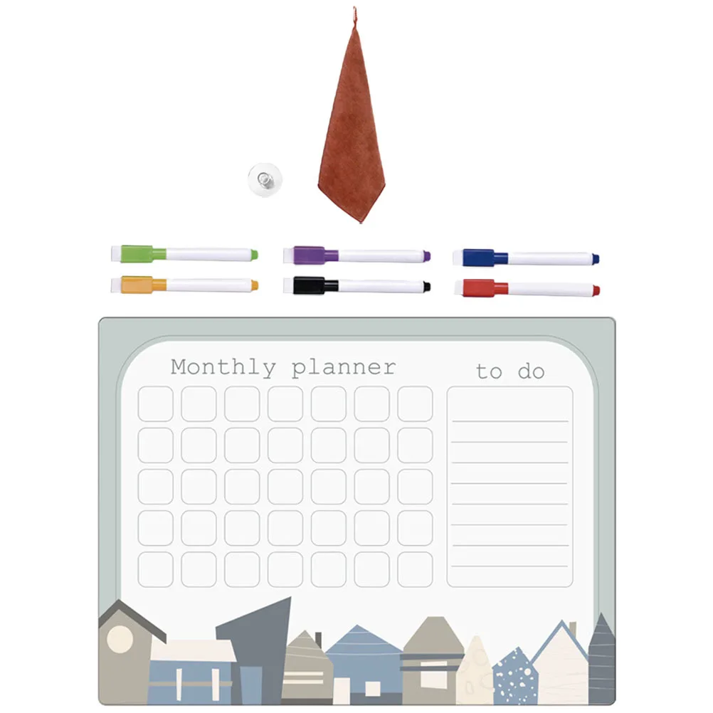 1Set Magnetic Dry Erase Board Plastic Daily Planner for Fridge Weekly Schedule Planning Whiteboard Reusable Fridge Writing Board