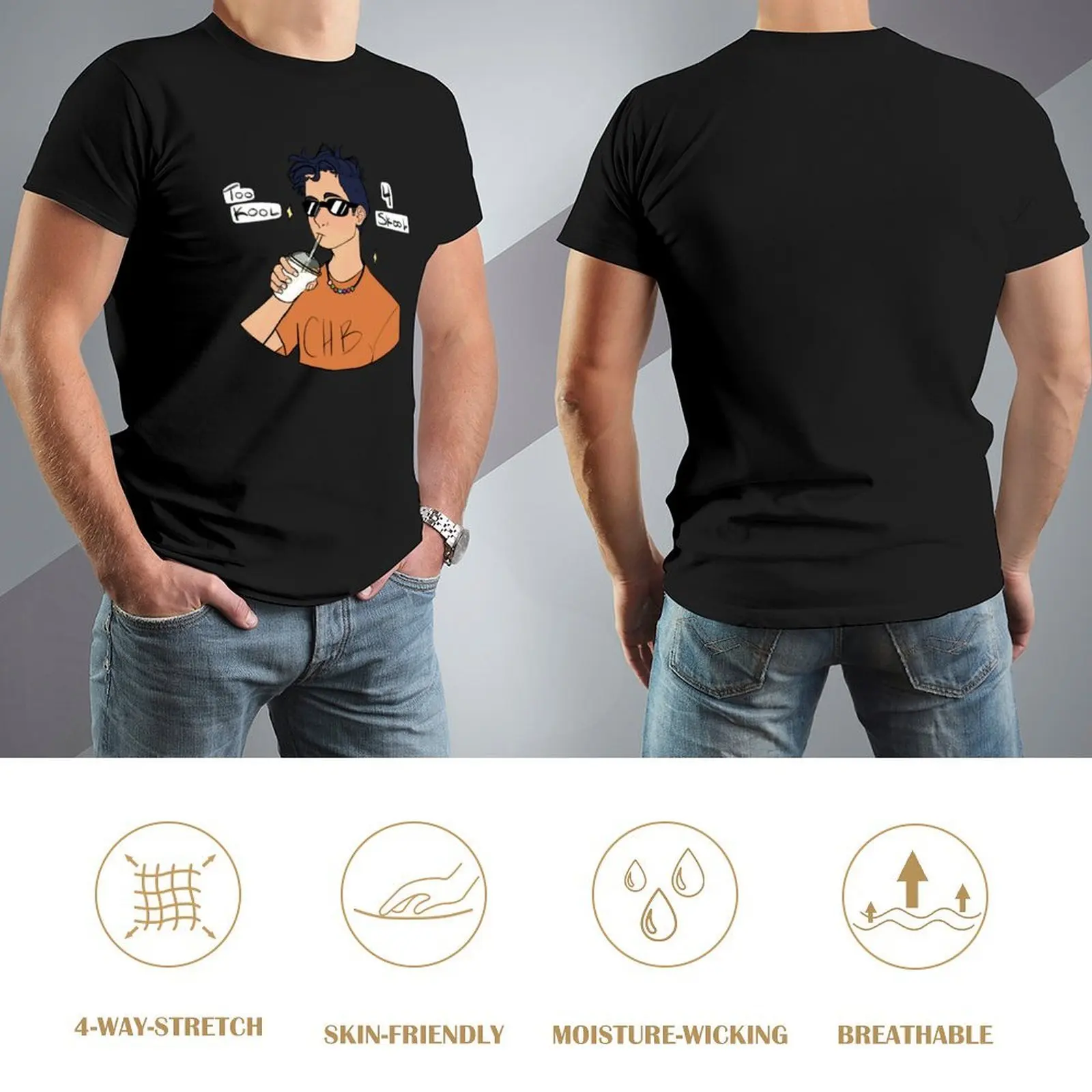 To Kool 4 Skool تي شيرت أسود كبير الحجم تي شيرت رجل الفراغات تصمم تي شيرت الرجال