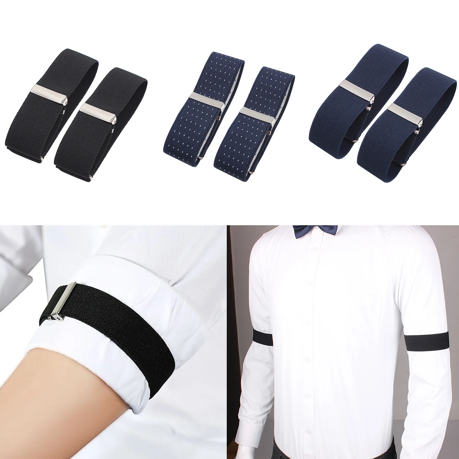 One Pair Elastic Armband Shirt Sleeve Holder Women Men Fashion Adjustable Arm Cuffs Bands For Party Wedding Clothing Accessories