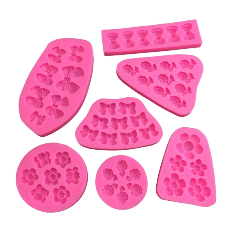 Flower Bowknot Silicone Molds Fondant Fondant Cake Molds Making Pastry Chocolate Molds Baking Decorating Tool Nonstick