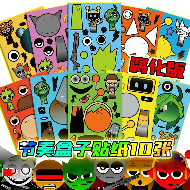 Sprunki Collage Aufkleber Set Kinder Cartoon Eltern-Kind-Interaktion Spielzeug Puzzle pädagogische Aufkleber Gesicht Collagen Aufkleber Geschenk