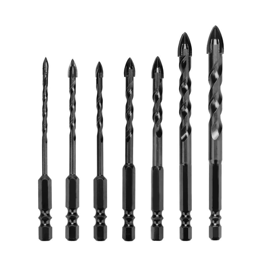 1PC Four Blade Cross Multifunctional Drill 6.35mm MAX Handle Glass Ceramic PVC Concrete Punching Impact Flashlight Drill Bit