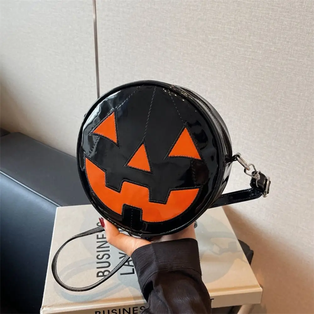 Adjustable Strap Halloween Pumpkin Crossbody Bag Bat Wing PU Leather Halloween Pumpkin Shoulder Bag Ins Harajuku