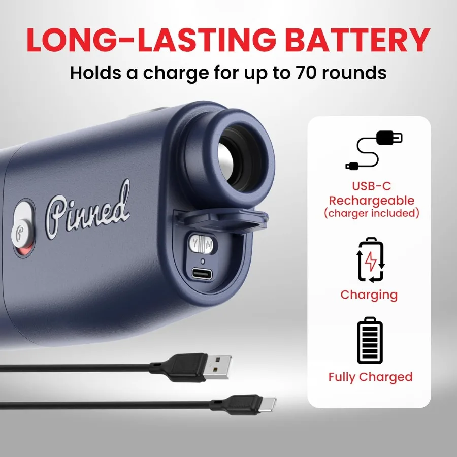 เครื่องวัดระยะทางกอล์ฟแบบปริซึมสำหรับการวัดระยะทางที่แม่นยำบนเนินเขาและพื้นที่ที่ไม่เรียบ ชาร์จผ่าน USB พร้อมระบบสั่น