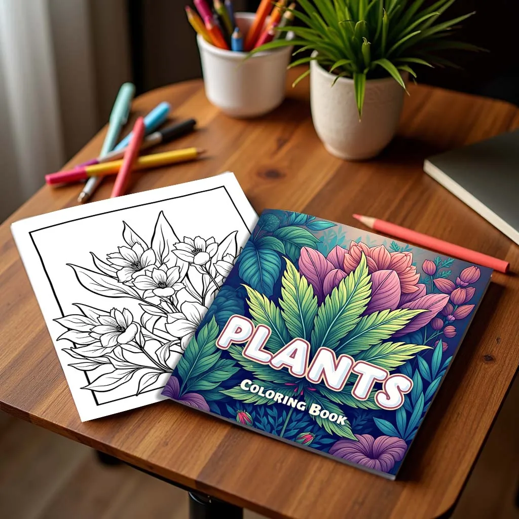 Plants Coloring Book Featuring Plants Flowers for Adults and Teens 24 Page Graffiti Painting Drawing Book Relieve Stress