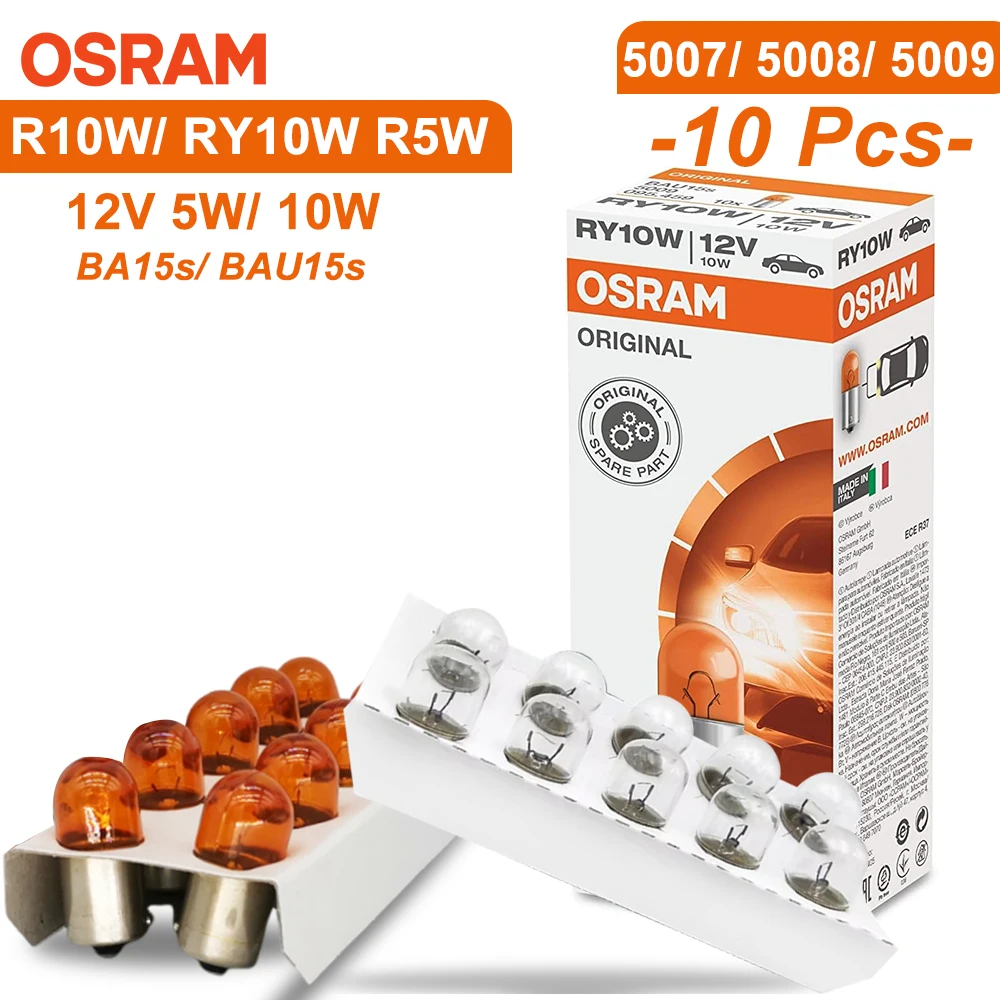 OSRAM 5007 5008 5009 R10W RY10W 12V 10W Car Signal Bulb BA15s BAU15s Standard Interior License Plate Door Light OEM Auto Lamp