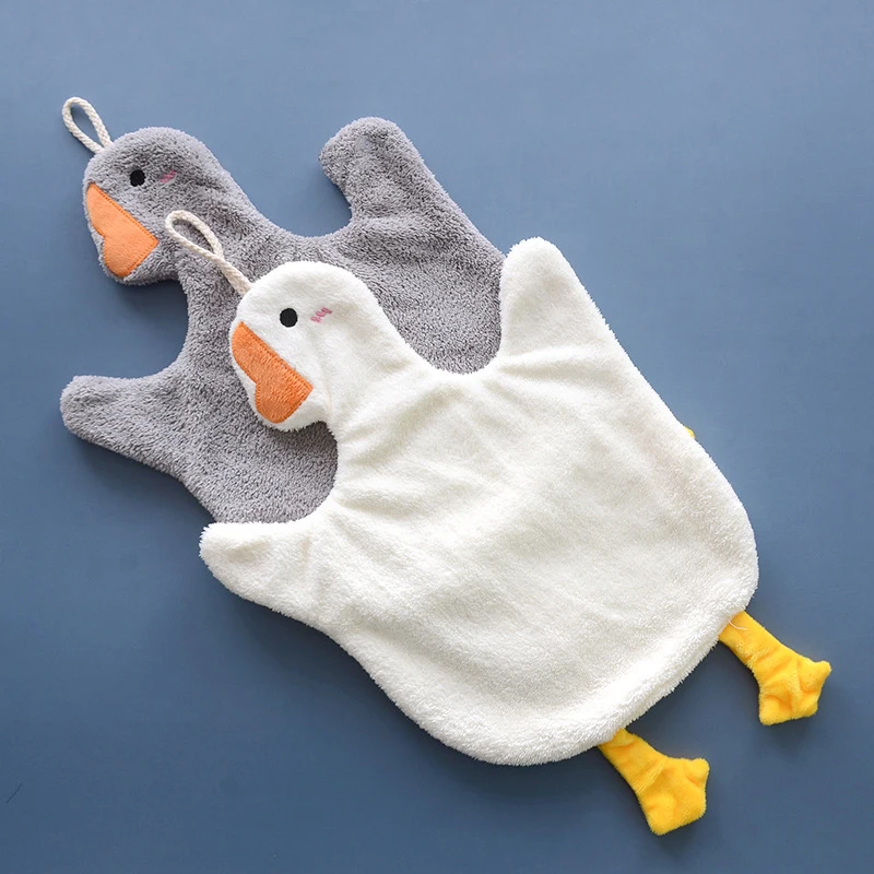 Cute Towels Goose Wipe Hand Towel Hanging Towel Bathroom Supplies Absorbent Cloth Dishcloths Hanging Cloth Kitchen Accessories