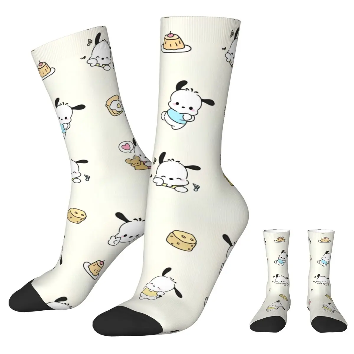 Pochacco Cartoon Cute Autumn Winter Cool UnisexSocks Japanese Anime Kawaii Breathable Basketball Socks