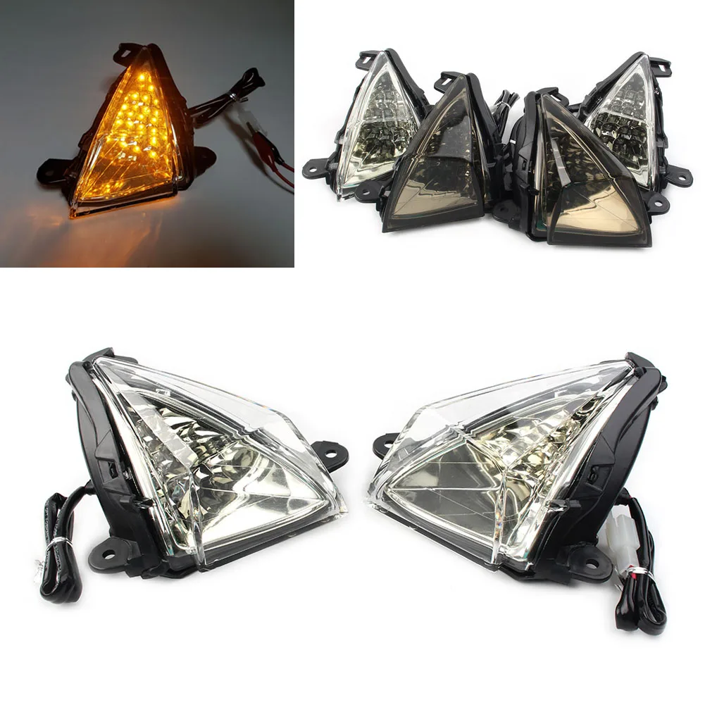 Motorcycle Front LED Turn Signals Blinker For Kawasaki ZX 6R 14R Ninja 650F Concours 2008-2010