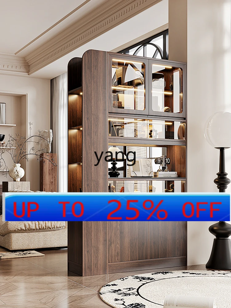Lmm solid wood entrance door double-sided entrance cabinet living room partition cabinet black walnut wine cabinet