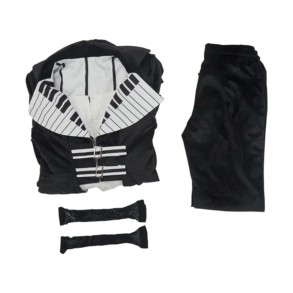 

The Devil's Chord Cosplay Jinkx Costume Women Black White Dress with Stockings Halloween Party Outfit