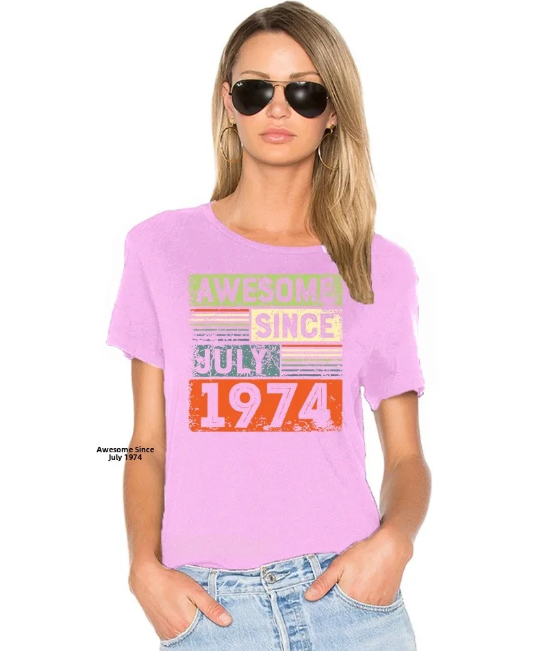 

Men's Funny Faion T-irt Awesome since July 974 Vin Casual Comfortable Fit Tee for All Seasons