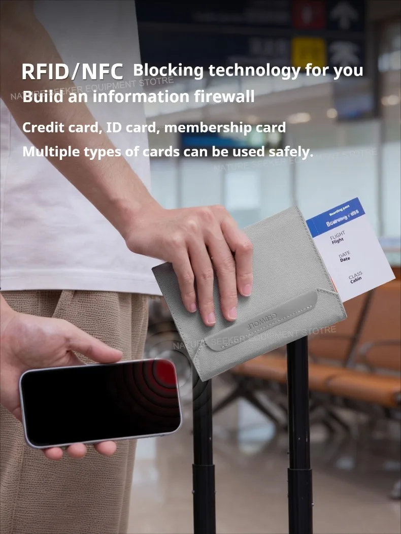 Anti-theft Passport Bag AirTag Storage Space Card Holder RFID/NFC Blocking Bag Business Travel Abroad Ticket Organizer