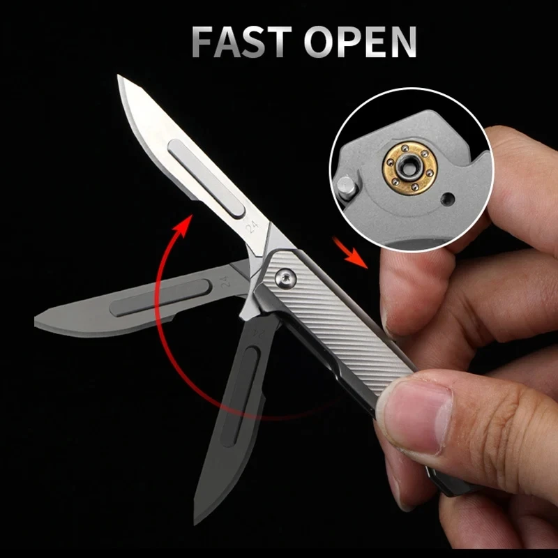 10 Styles CNC Titanium Quick Open Scalpel EDC Pocket Folding Knife Replaceable Blades Self-defense Camping Hunting Survival Tool