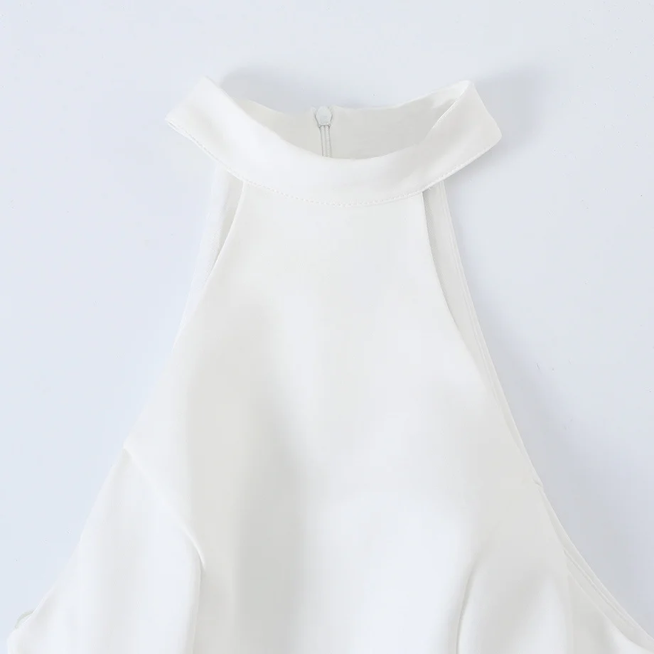 Fashionable Summer New Arrival Women's Dress JNLEAOG Side  Knot Neck Hanging Gown Polyester Fiber A-Line Skirt