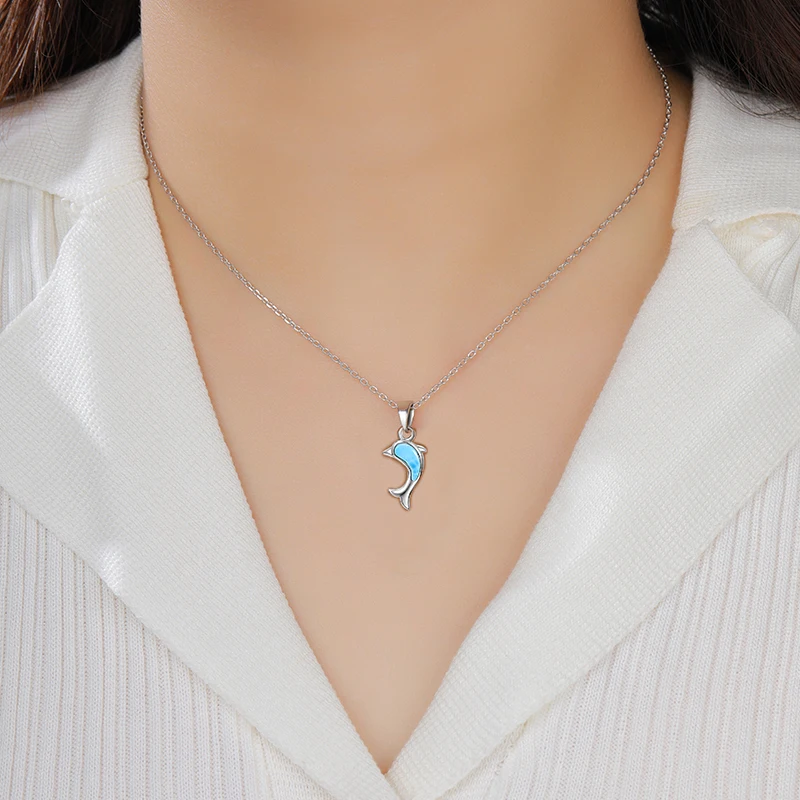 XYOP 2024 Jewelny 925 Silver Larimar Dolphin fish Pendant A deer Christmas meets miracle