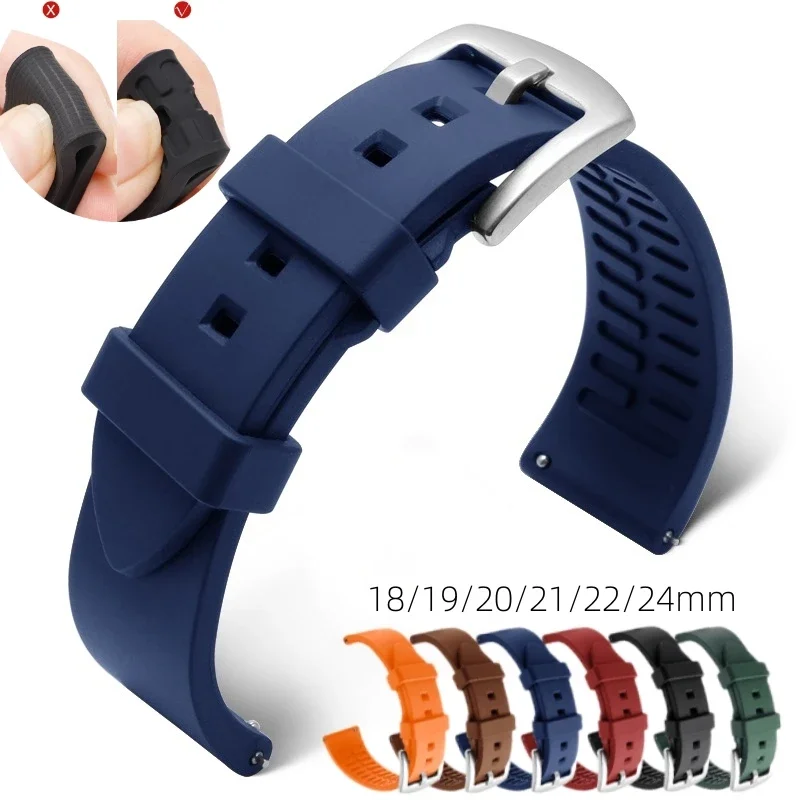 Silicone Watch Band 18mm 19mm 20mm 21mm 22mm 24mm Watrproof Sports Watch Strap for Omega Watch Replacement Watchband for Rolex