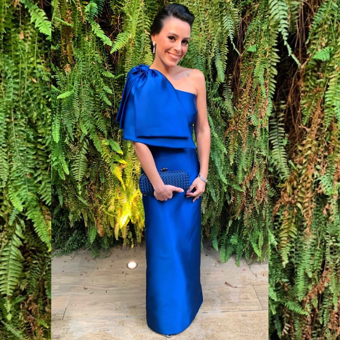 

Sevintage Mermaid Royal Blue Evening Dresses Simple One Shoulder Bow Long Women Prom Gowns Wedding Party Bridesmaid Dress 2023