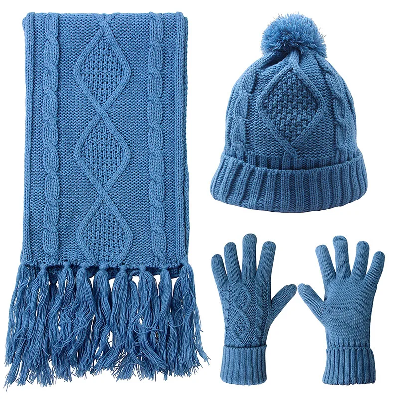 

Cable Knitted Women's Hat and Scarf Glove Set Women's Winter Scarf