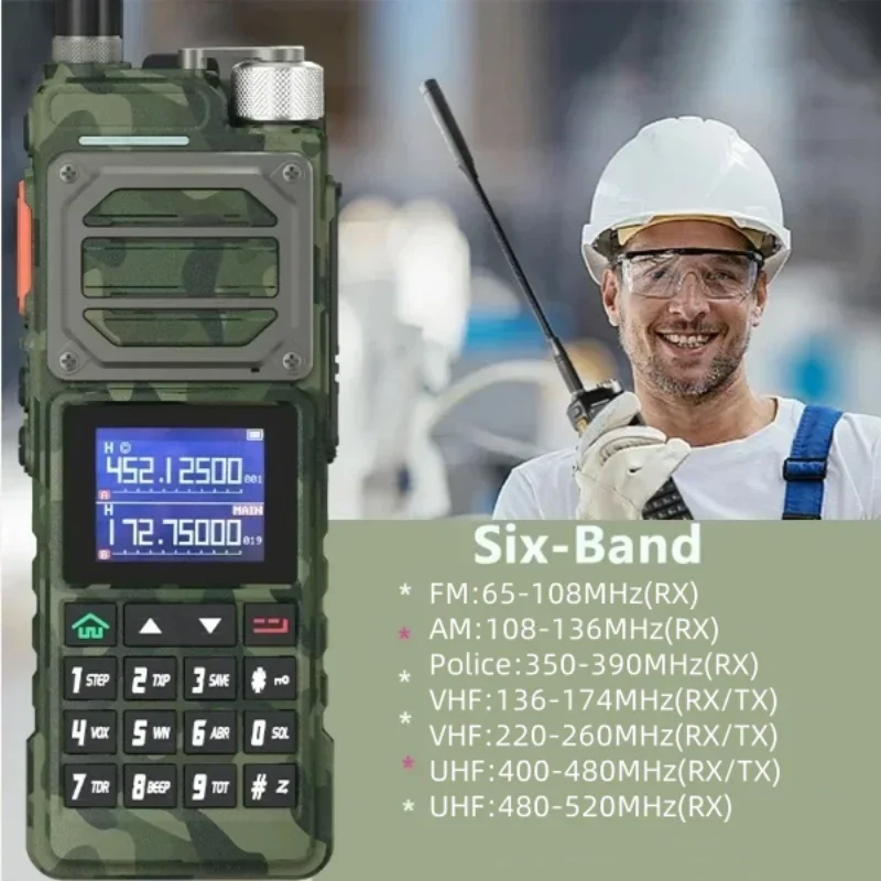 BAOFENG UV-25M Long Range Walkie Talkies Camo Super High Power Six Band 136-520MHz 999CH Type-C Charger Two Way Radio