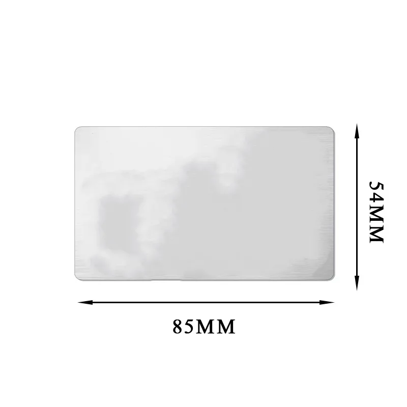85x54 مللي متر شحن للتخصيص بطاقة محفورة نص شعار الأعمال معرف لوحة الصلب علامة معدنية اسم شارات للمحفظة إدراج بطاقة هدية #5
