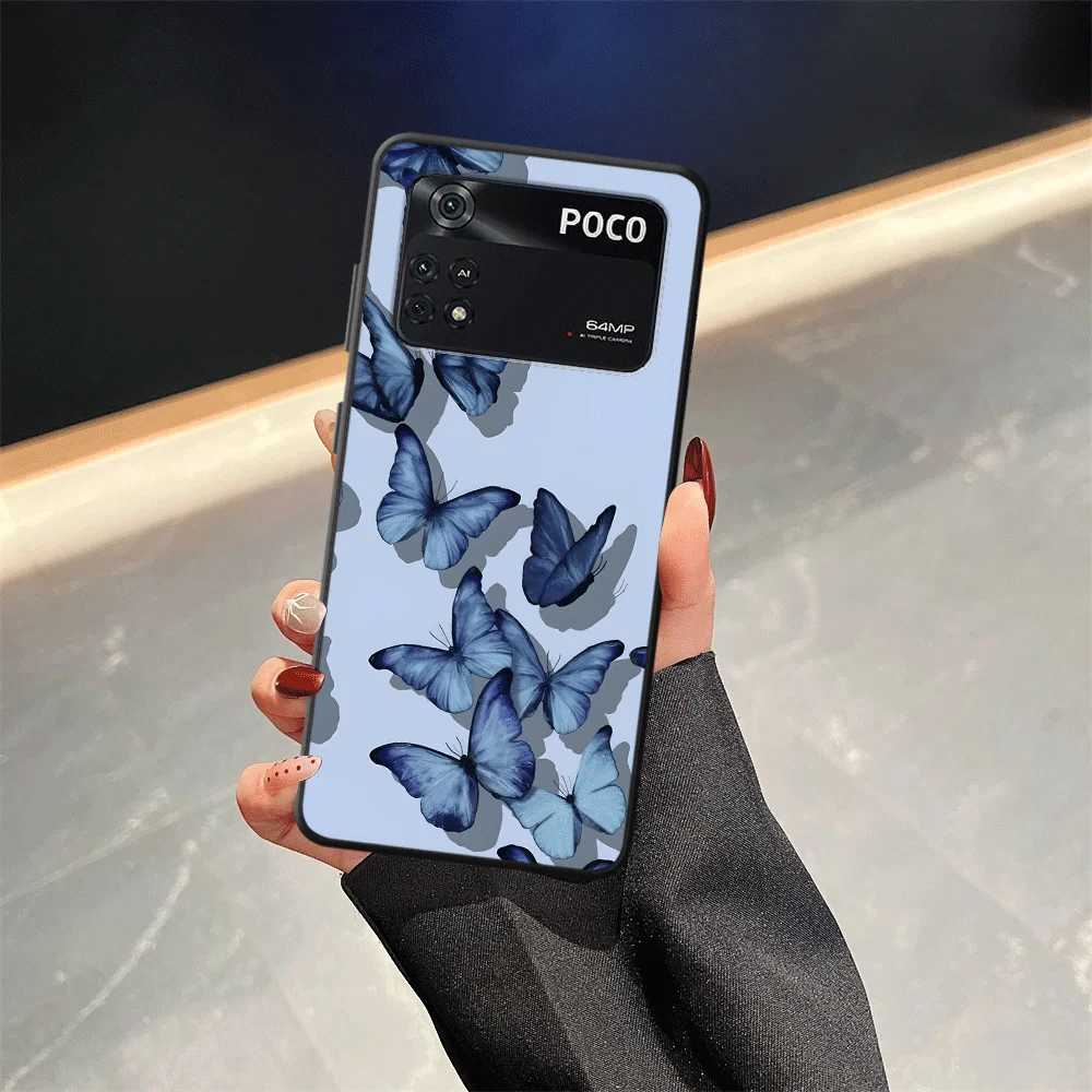 الكرتون لطيف فراشة الأسود لينة غطاء الهاتف القضية ل Xiaomi Poco F8 F3 C75 C71 C61 F1 M5 X3 X4 X5 X7 Pro M3 M4 M7 Pro C50