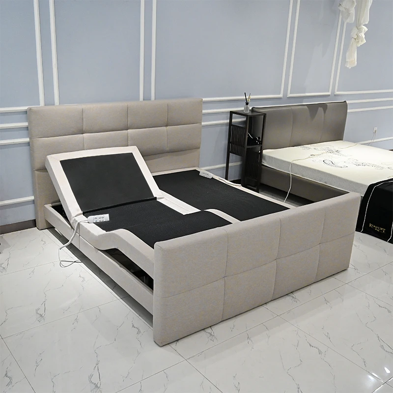 European Type Electric Adjustable Queen Size Split Bed with Headboard Footboard Wired Handset for Bedroom Apartment Hospital