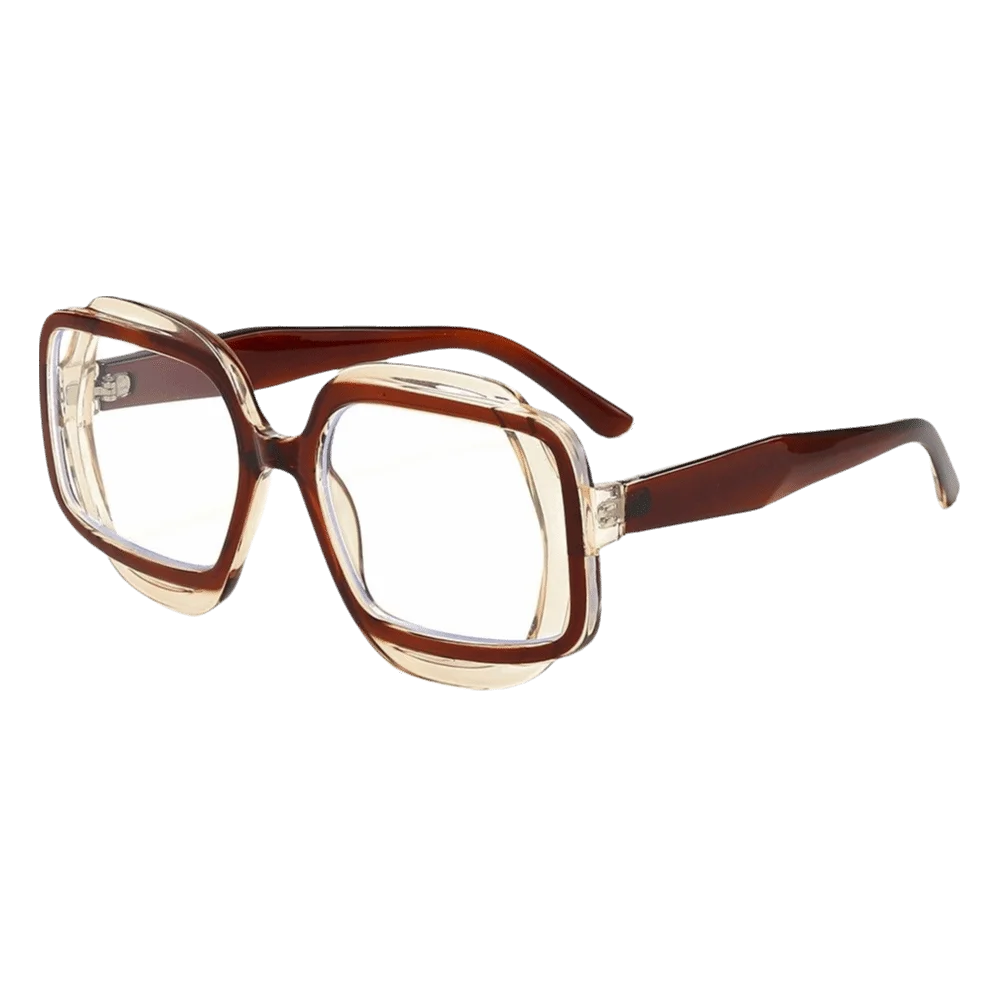 PC Material Two-Tone Square Frame Sunglasses Gradient Lens Polygon Color-Block Sun Shades Thick Frame UV400 Protection