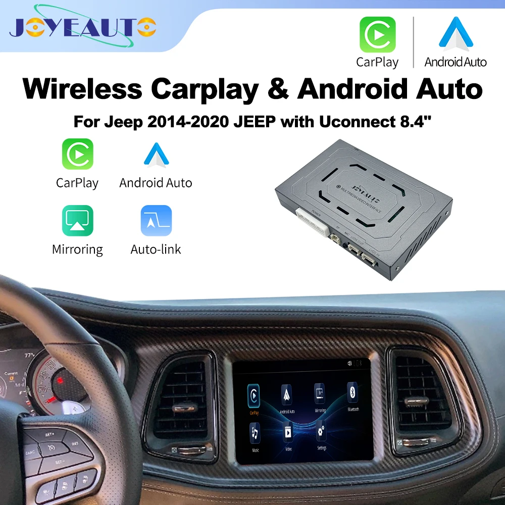 JoyeAuto Wireless CarPlay Android Auto Retrofit Decoder for Jeep Grand Cherokee Commmander Compass Uconnect 8.4