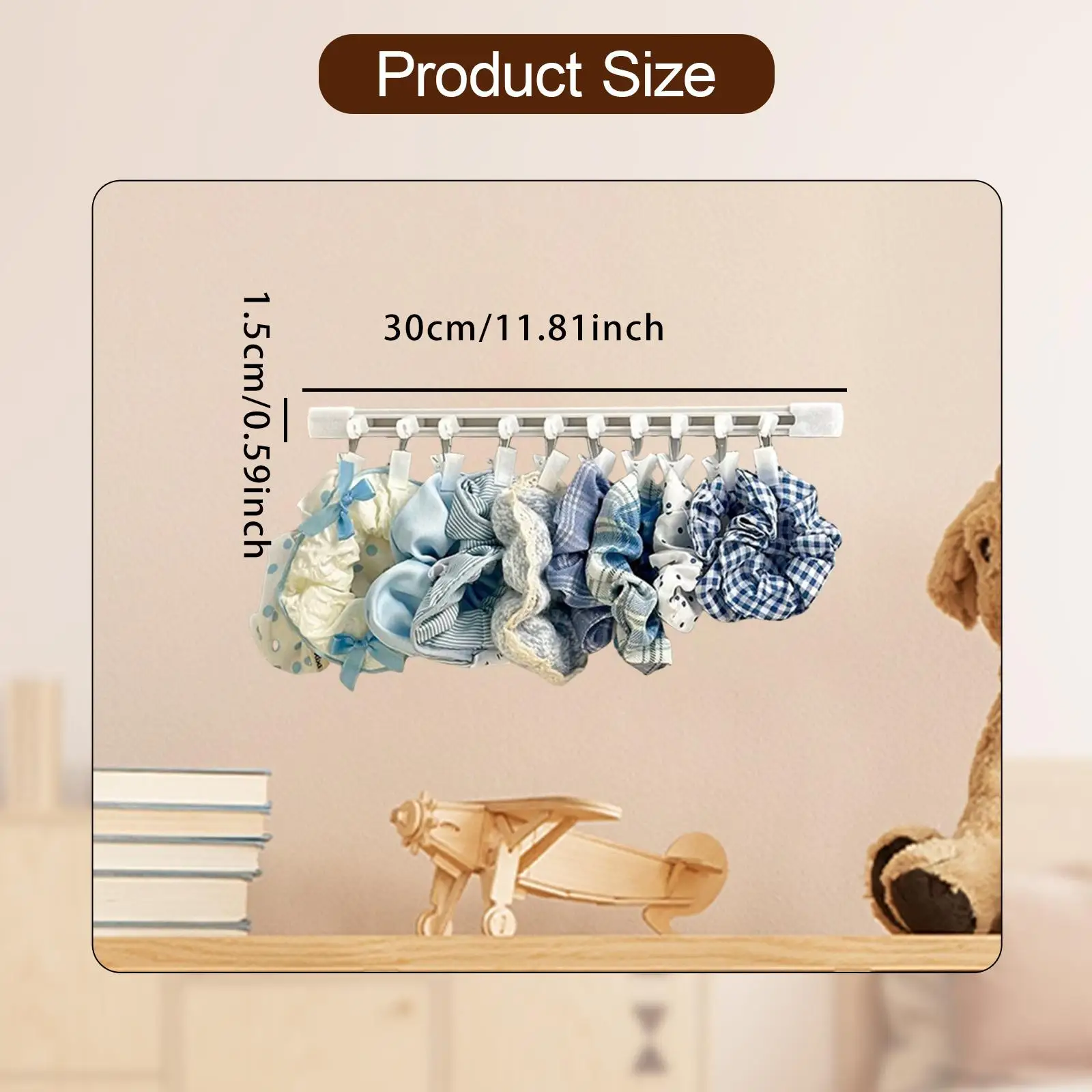 Headband Organizer Sliding Rail Wall Rack Scrunchie Holder Plastic Hair Accessory Storage for Room
