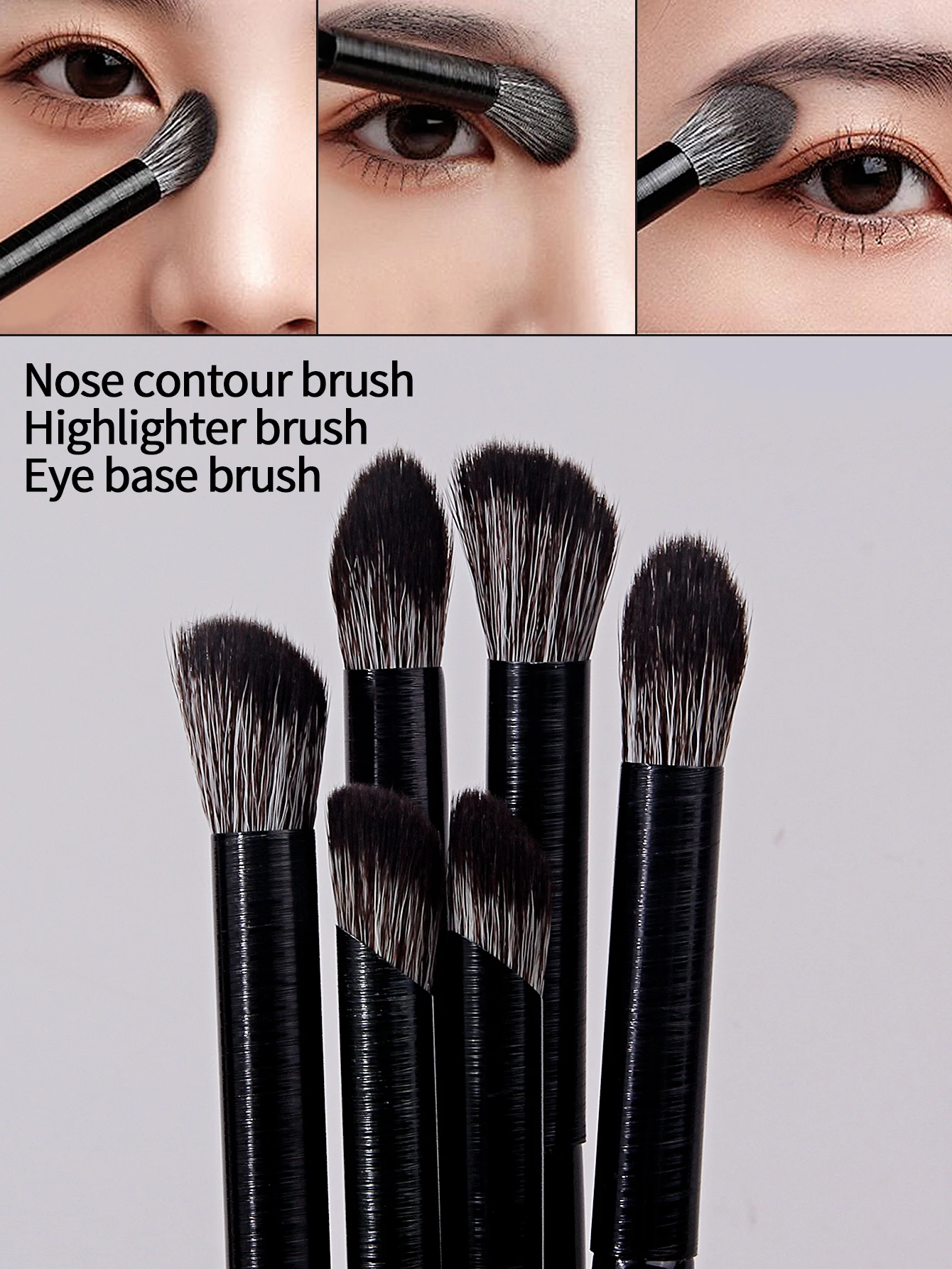 8 قطع من فرشاة اللهب، فرشاة التلطخ، فرشاة تفتيح، فرشاة مكياج الوجه متعددة الوظائف + أداة تجميل منتفخة البودرة المثلثة #4