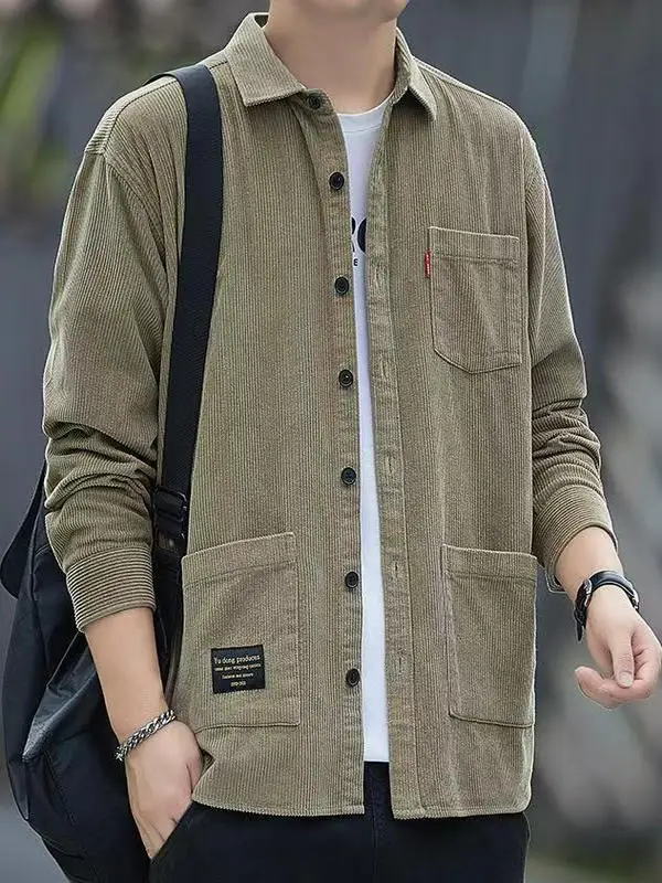 

Heavyweight Corduroy irt Men's Long Sve Outerwear Autumn Winter Casual Workwear Loose Haome Outerwear