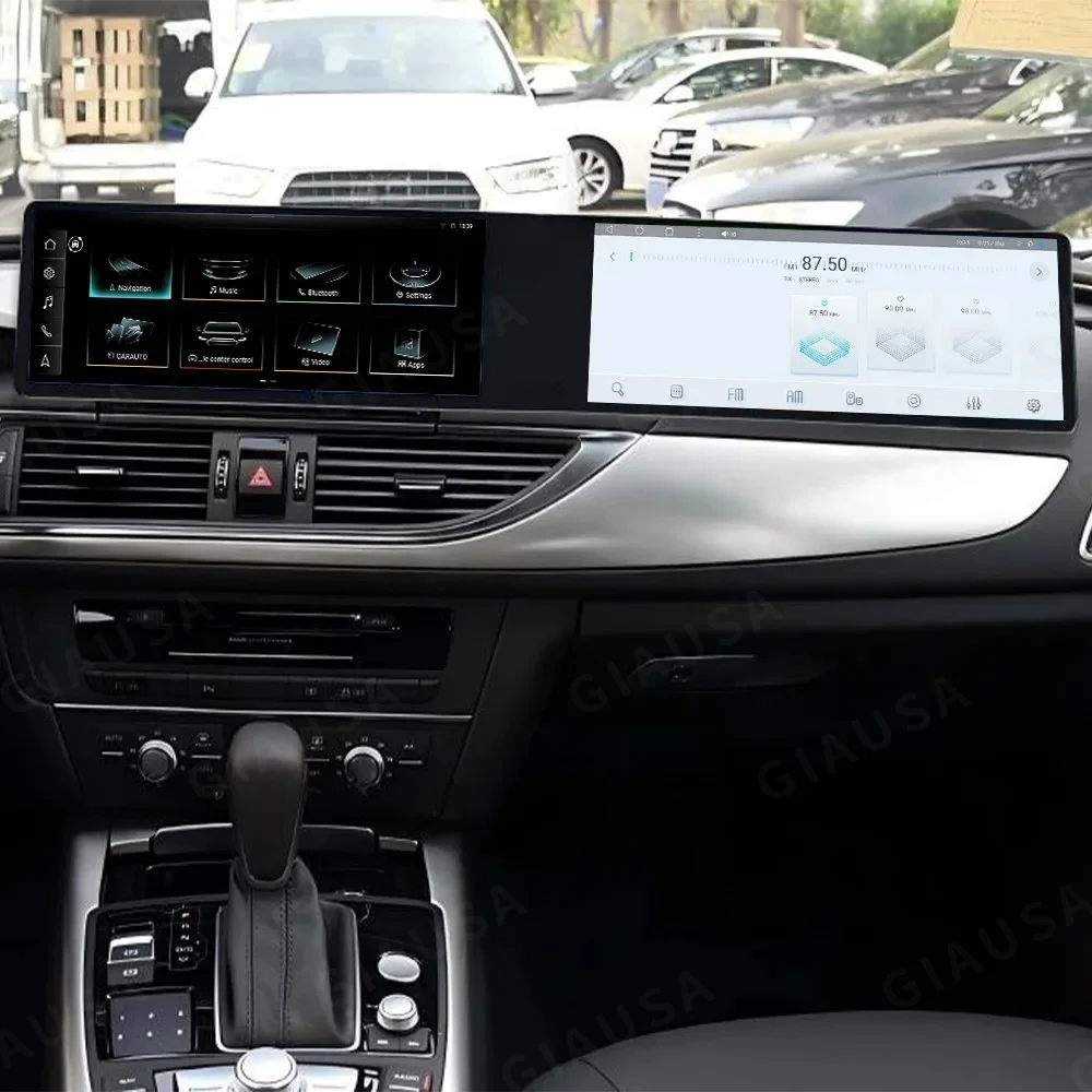 

24,6-дюймовый Android-автоматический двойной экран для Audi A6L 2013 2014-2018 стерео мультимедийный автомобильный GPS-навигатор радиомагнитофон головное устройство