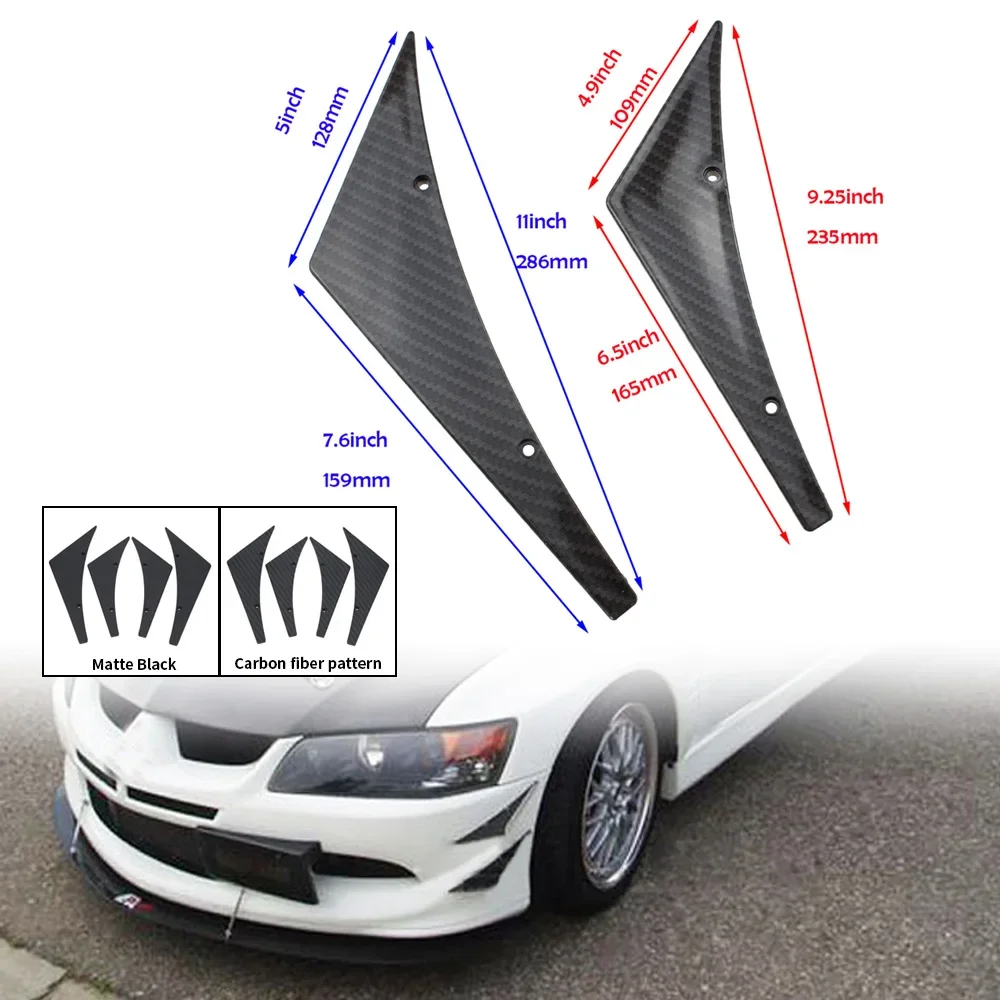 4Pcs/Set Car Front Bumper Stickers Body Side Spoiler Wing Lip Splitter Diffuser Fins Wing Tuning Chin Trim Protection Guard