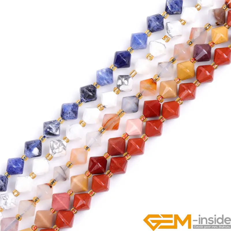 Assorted AAA Grade Faceted Bipyramid Bicone Stone Charms Spacer Loose Beads For Jewelry Making Bracelet DIY 6/8mm