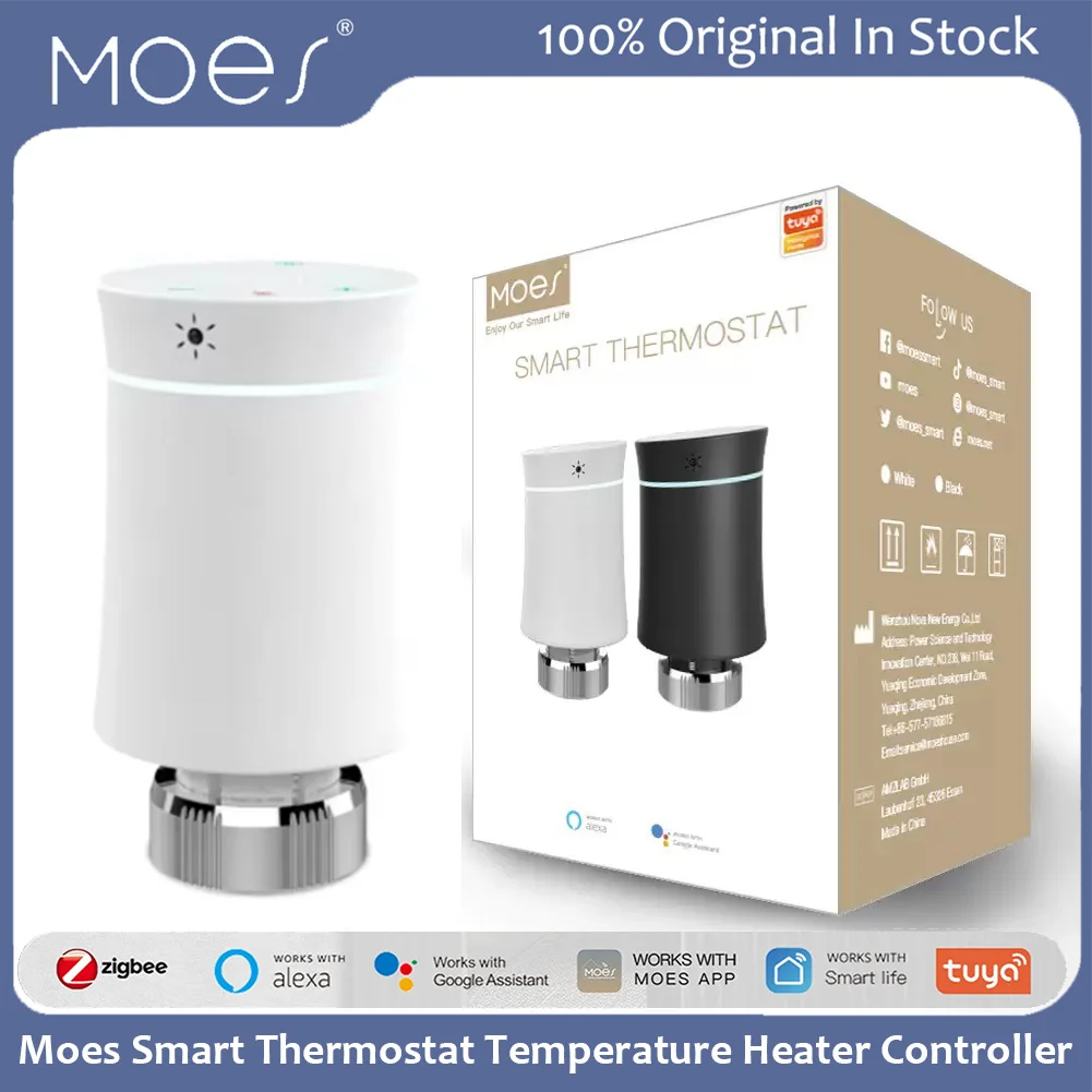 Moes Smart Thermostat Temperature Heater Controller Radiator Actuator Valve Zigbee 3.0 LED Display Work APP Alexa Voice Control