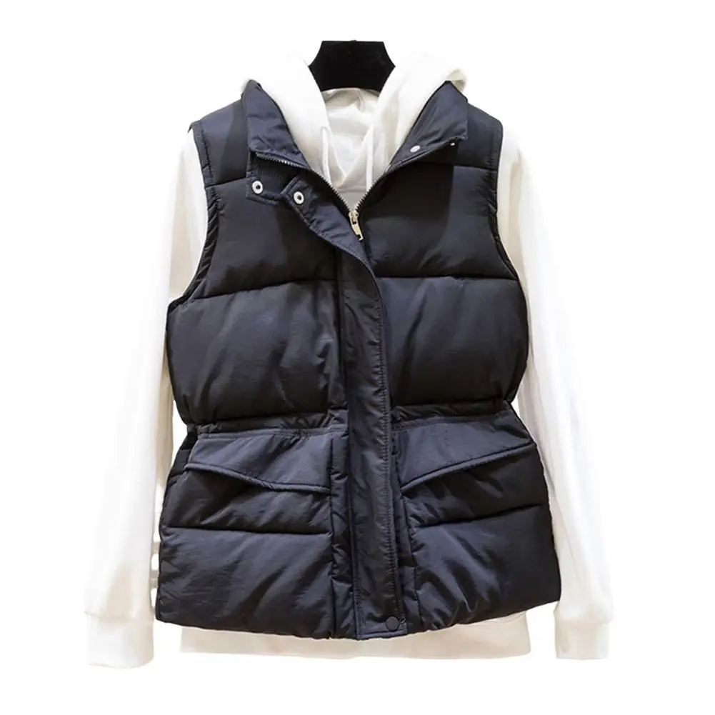 

Sleeveless Jacket Women's Winter Vest Coat with Stand Collar Zipper Closure Heat Retention Sleeveless Outdoor Down for Windproof