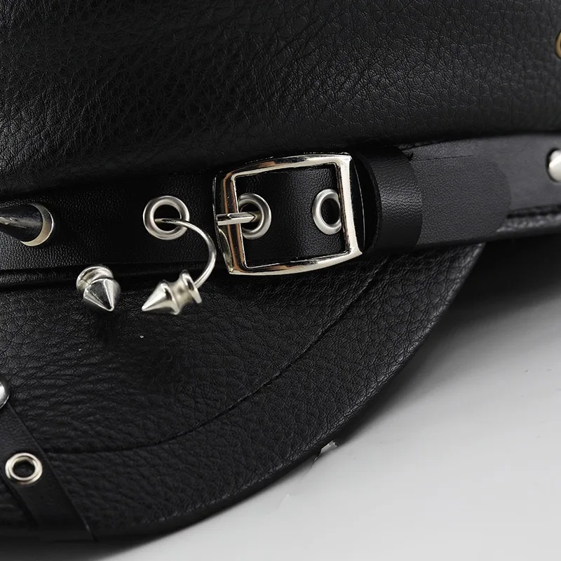 Nova moda feminina boina preto couro do plutônio plana chapéu militar acessórios femininos desfile de moda