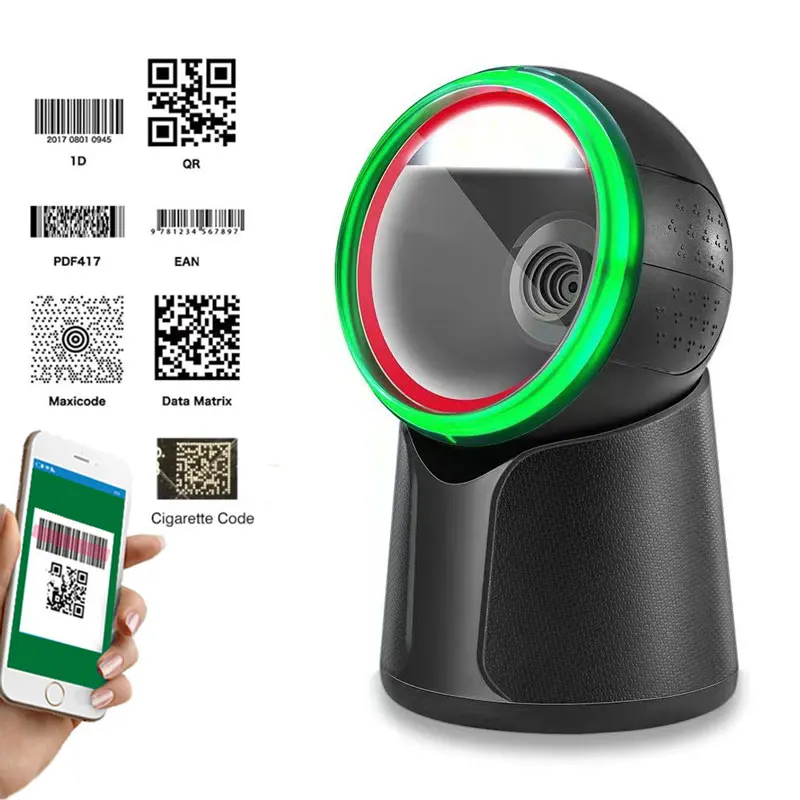 2D Barcode scanner all-round desktop automatic sensing data matrix PDF417 supermarket usb barcode reader 1D 2D QR Barcode